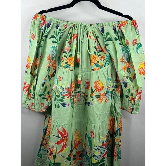 NWT Farm Rio x Anthropologie Tiered Floral Midi Dress Green Size XXS - Picture 5 of 7